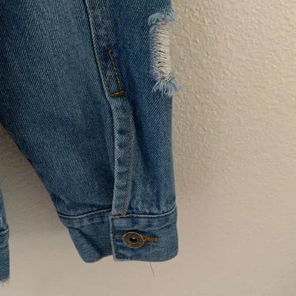 The Top Romance Blue Distressed Jean Jacket​​ - Picture 10 of 14